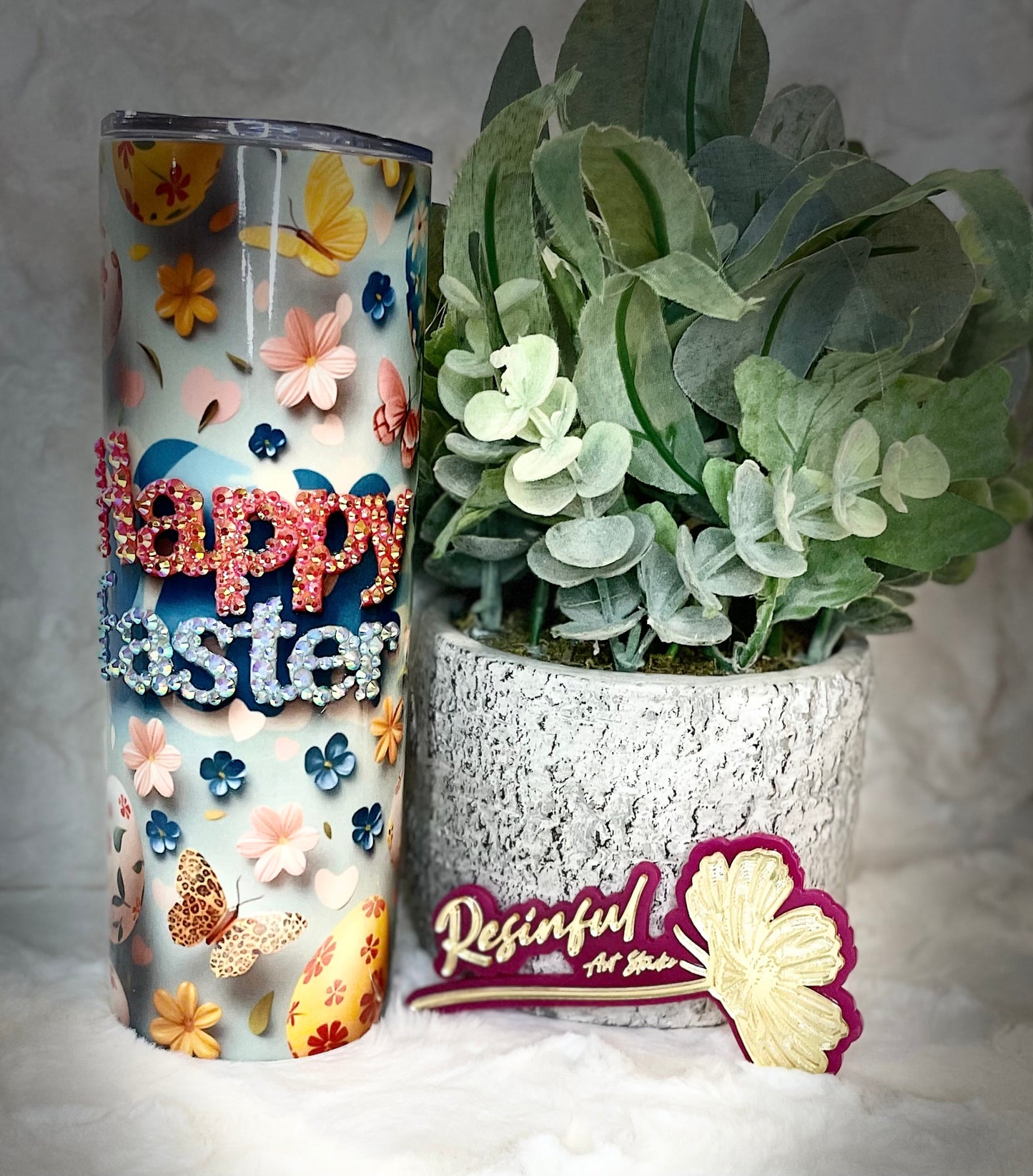 Happy Easter 20oz Rhinestone Skinny Tumbler